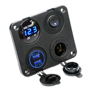 4 Way DC 12V-24V Car Cigarette Lighter Socket+Dual USB Charger Voltmeter Adapter by salelink.co.nz