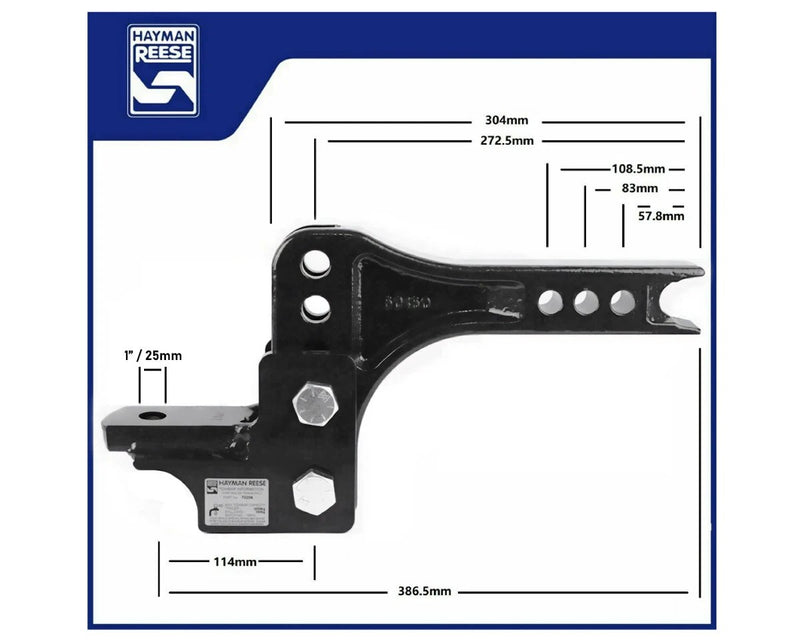 Trailer Ball Mount - Adjustable Head - 304mm Long - 3500kg by Trojan