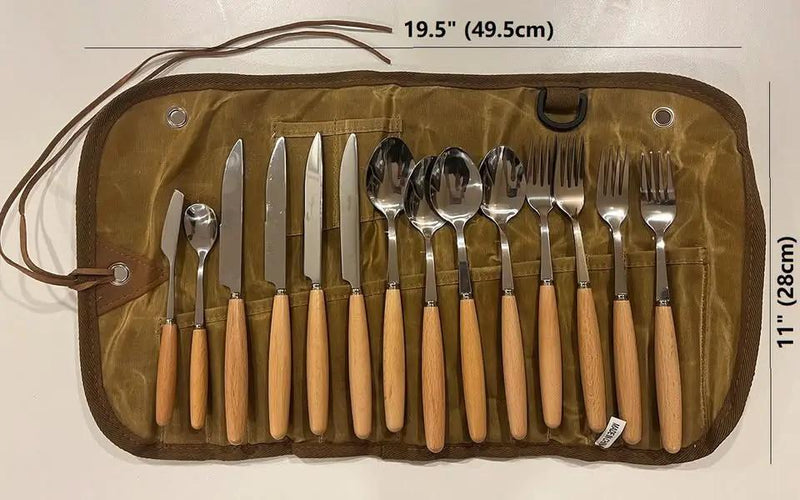 Stainless Steel Flatware Cutlery Set for Outdoor Dining (14 pcs) No LSJK0011 by ECOTREK