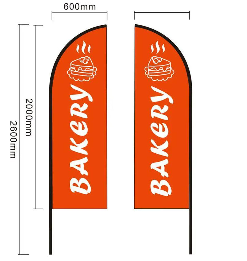 Bakery Pre-print Double Sided Feather Banner Flag Business Commersial by dealonline.co.nz