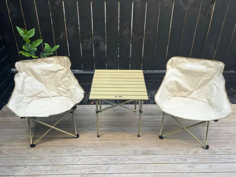 Outdoor Seating Set: Two Moon Chairs and One square Table outdoor, camping by ECOTREK