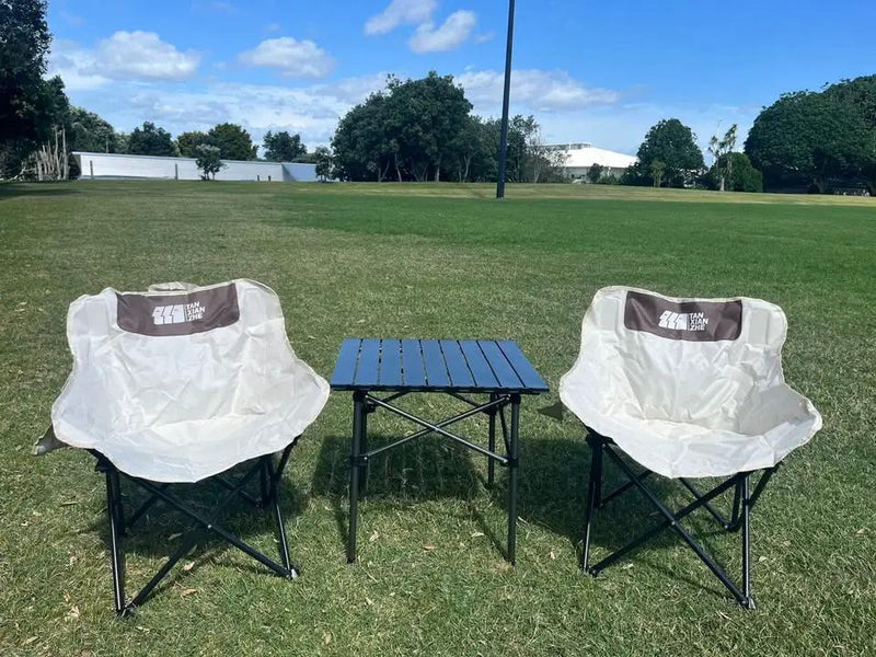 Outdoor Seating Set: Two Moon Chairs and One square Table outdoor, camping by ECOTREK
