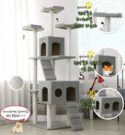 dealonline.co.nz dealonlinenz 185CM High Cat Tree House Scratching Post Multi-Level Cat Condo - Grey 185CM High Cat Tree House Scratching Post Multi-Level Cat Condo - Grey