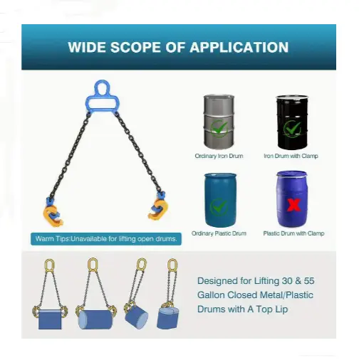 Drum Lifting Clamps with Chain 1T Capacity by salelink.co.nz