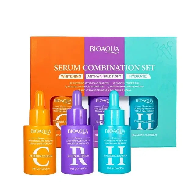 Poppy Gifts Skin Care BIOAQUA 3 Piece Serum Set Vitamin C Retinol Hyaluronic Acid Skin Care BIOAQUA 3 Piece Serum Set Vitamin C Retinol Hyaluronic