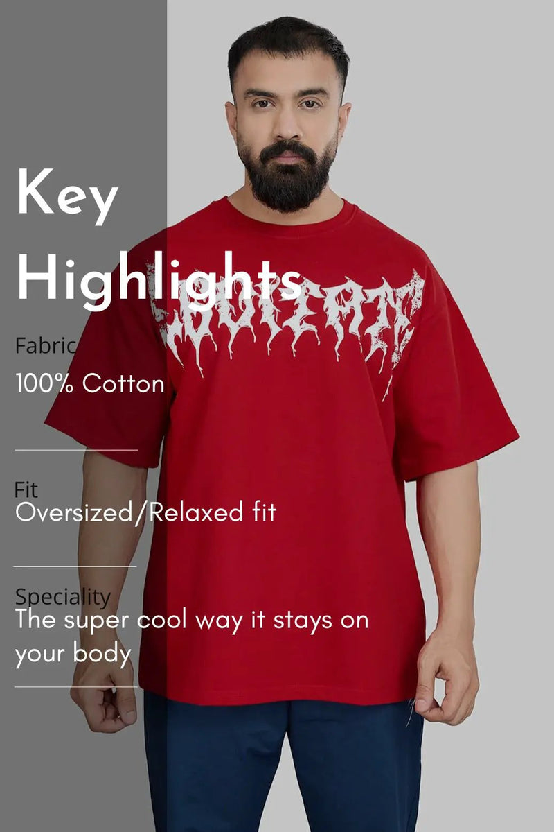 Levitate Oversized T-shirt Red by Fuaark Nz