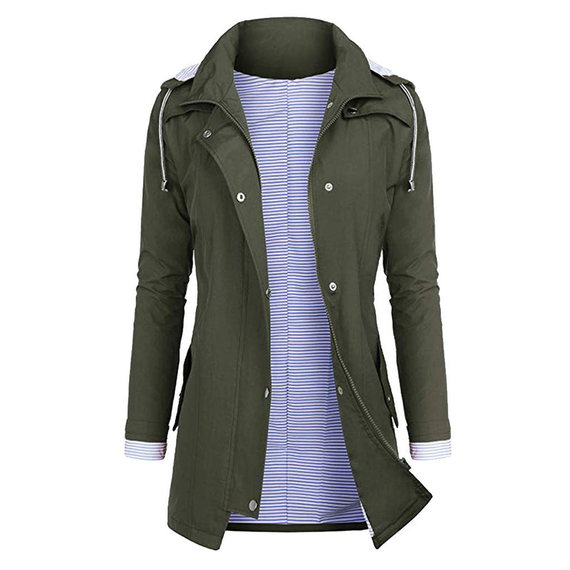 Womens Lightweight Waterproof Rain Jacket With Packable Hooded Shell