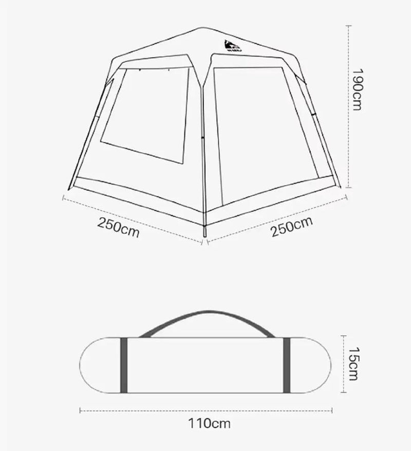 Large Automatic Pop-Up Square Tent by ECOTREK