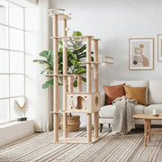 185cm Modern Multi-Level Large Real Solid Wood Cat Tree, Luxury Wooden Cat Tower by dealonline.co.nz