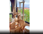 185cm Modern Multi-Level Large Real Solid Wood Cat Tree, Luxury Wooden Cat Tower by dealonline.co.nz