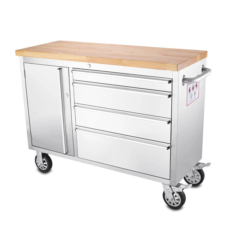 Kiwi Grab Kiwi Grab 48 inch Stainless Steel 4 Drawer Work Bench tool chest Tool Box Chest Cabinet 48 inch Stainless Steel 4 Drawer Work Bench tool chest Tool Box Chest Cabinet