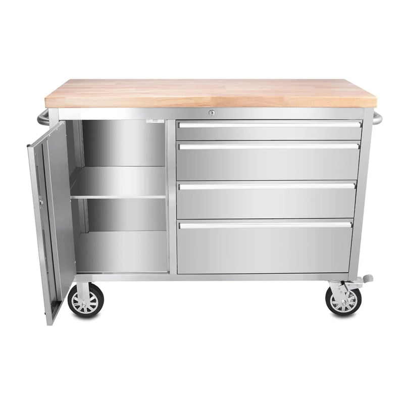 Kiwi Grab Kiwi Grab 48 inch Stainless Steel 4 Drawer Work Bench tool chest Tool Box Chest Cabinet 48 inch Stainless Steel 4 Drawer Work Bench tool chest Tool Box Chest Cabinet