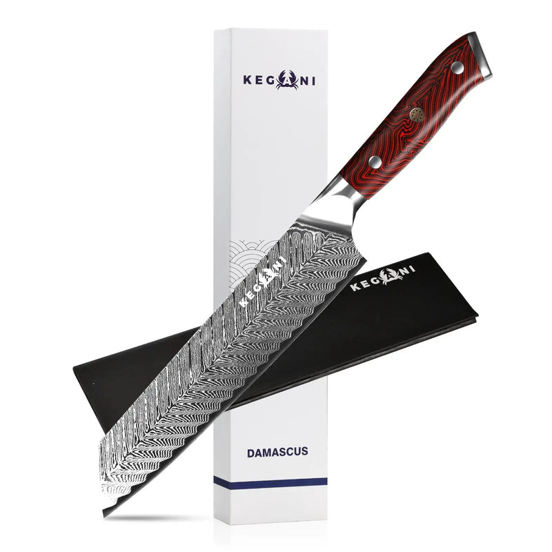 Kegani Meat Cleaver Knife 7 Inch - Damascus 73 Layers AUS-10 Steel Core Butcher Knife - G10 Handle Chinese Knife With Gift Box & Sheath - Chef Knife-Silver Knight Series by China Dropship