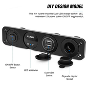 4 in 1 Charger Outlet Socket Panel QC Dua 12V USB Power Outlet Car Switch by salelink.co.nz