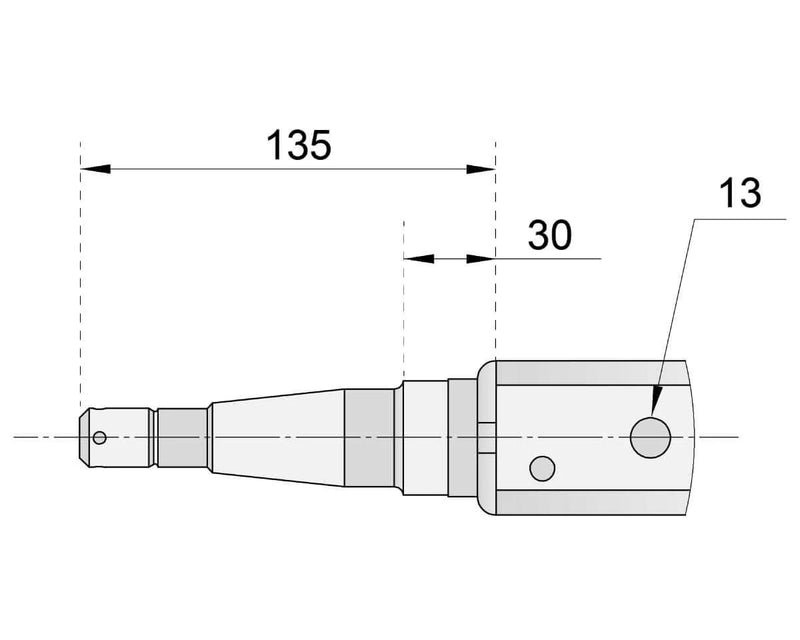 Straight Beam Axle - Non-Braked - 1500kg - Bare Metal diagram with dimensions labeled