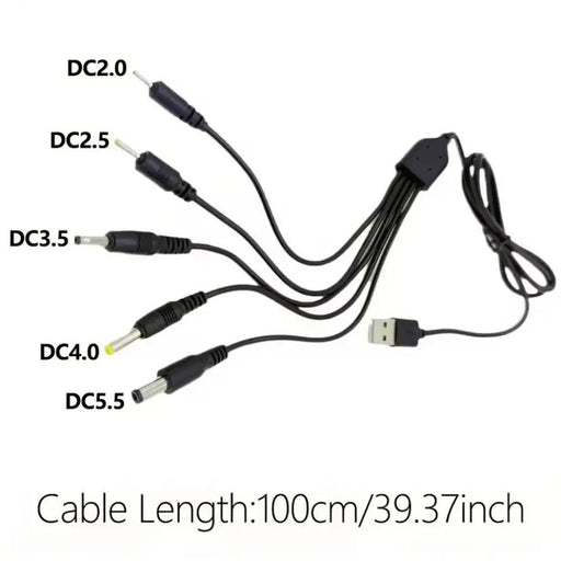 Barrel Jack 5 in 1 Power Cable - (Black) 1m by 9eight5