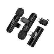 Dual Wireless Digital Microphone w/ USB-C Connector + Lightning Adaptor, DSP Noise Cancellation by BroDeals