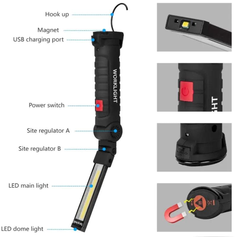 g8buynz g8buynz LED Work Light Flashlight with Magnetic Base 270°Rotate Grill Light and 5 Modes LED Work Light Flashlight with Magnetic Base 270°Rotate Grill Light and 5 Modes
