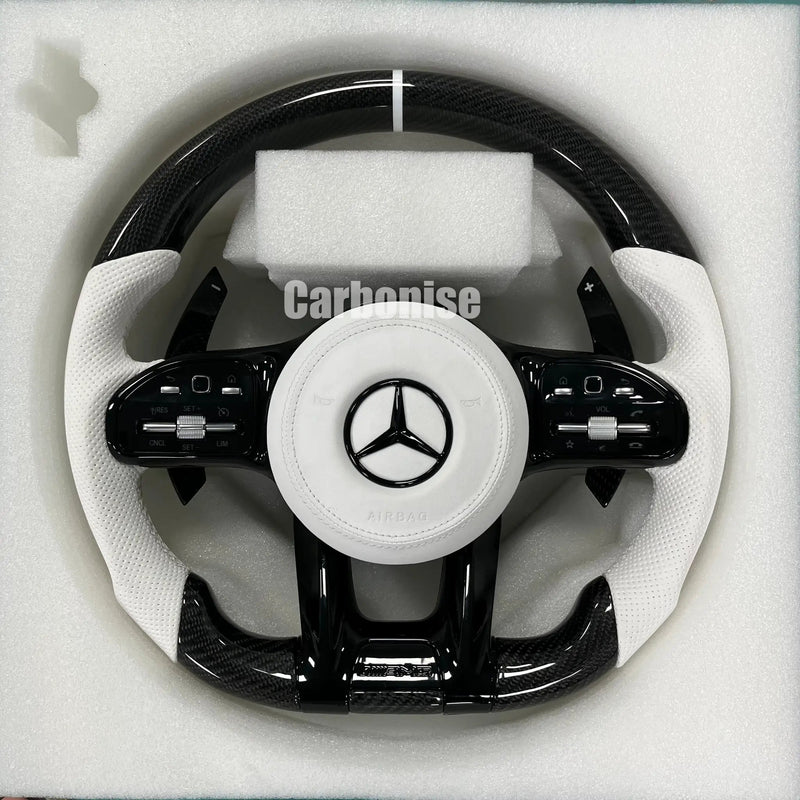 Mercedes-Benz Steering Wheel (Carbon Fiber+Perforated Leather) #04 by CARBONISE