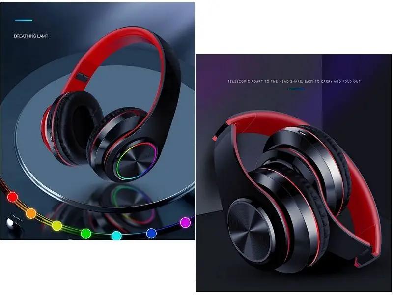 RED/B- Wireless Bluetooth Headset Headphones Foldable Stereo Earphones LED Super by dealonline.co.nz