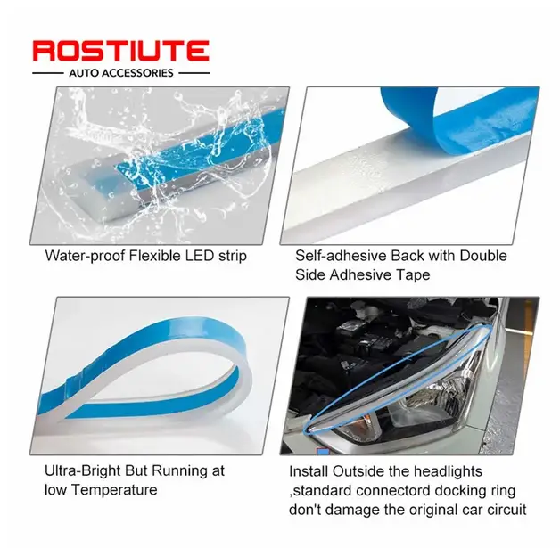 Car Soft Tube Guide Flexible LED Strip Daytime Running Light by salelink.co.nz