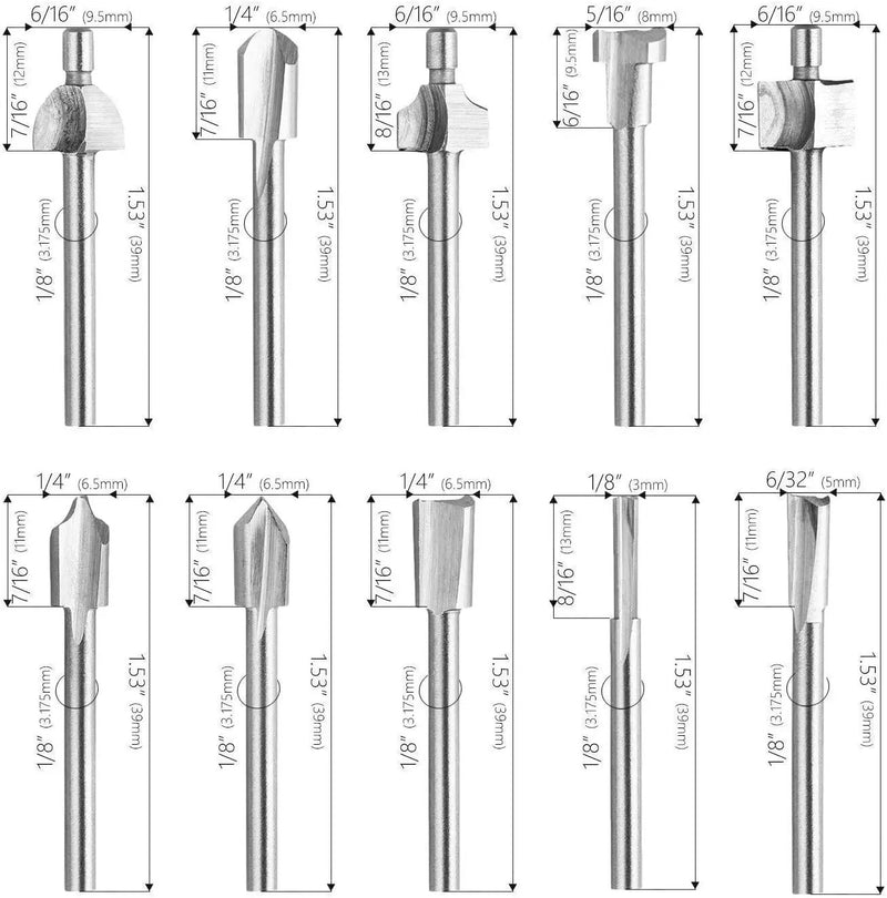 10pcs HSS Router Bits + 10pcs Rotary Bits by salelink.co.nz
