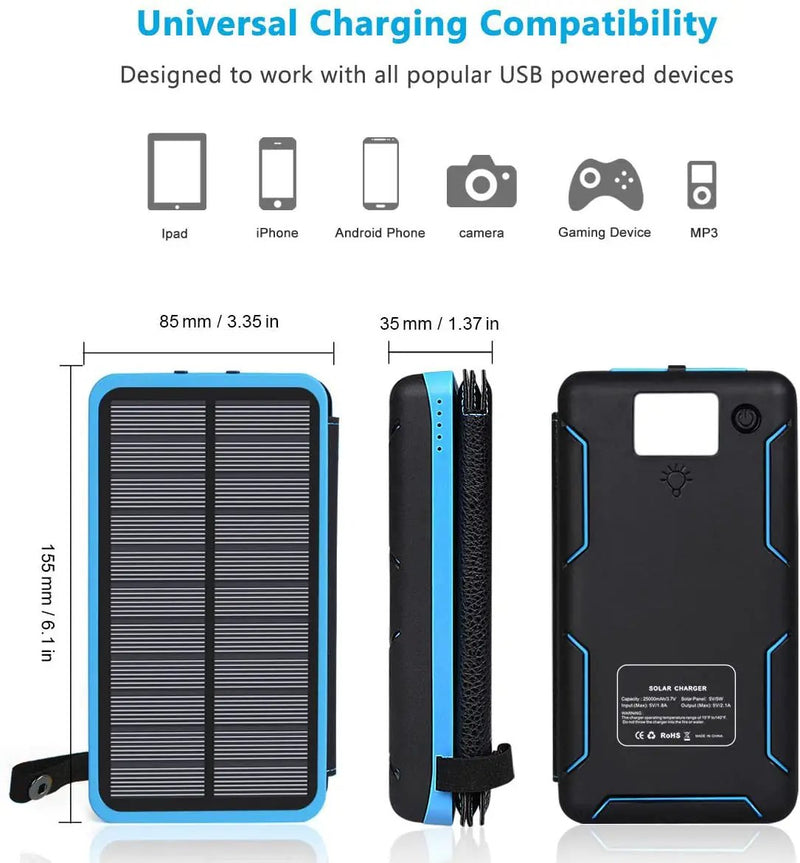 Solar Power Bank with 4 Panels 25000mAh by salelink.co.nz