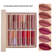 12 Color Book Lip gloss Set Vegan Organic Non-Stick Cup Waterproof Velvet Matte Liquid Lipstick by Poppy Gifts