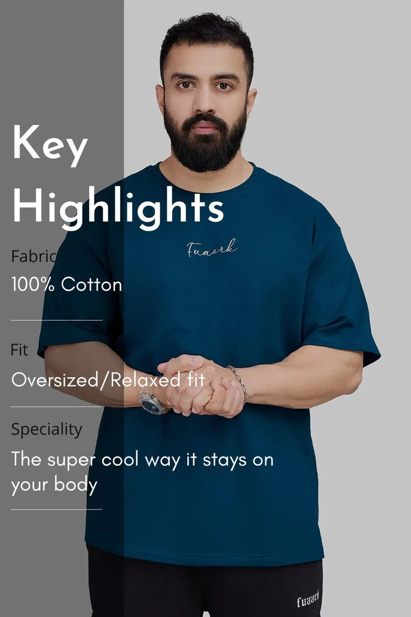 Bold Oversized T-shirt Teal by Fuaark Nz