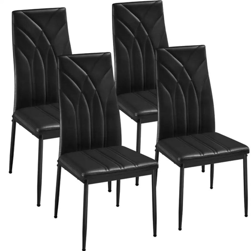Set of 4 High Back Dining Chairs Upholstered Kitchen Chairs by Yaheetech