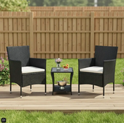 PE/PVC Rattan Patio Chairs & Round Table 3PC Set by dealonline.co.nz