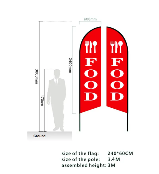 'FOOD' 3.4m Sign Commercial Feather Banner Flag by dealonline.co.nz