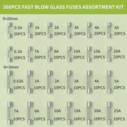 360Pcs Fast Blow Glass Fuses Assortment Kit Auto Fuses Assortment Tool by salelink.co.nz