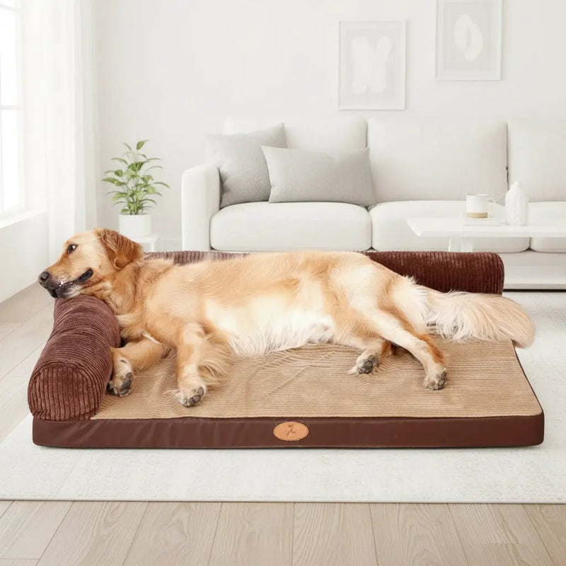 100 x 80cm M Pet Sofa Bed with L-Shaped Cushioned Support Pillow by dealonline.co.nz