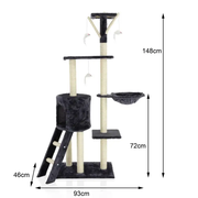 148cm Cat Tree House Scratching Post Condo - Dark GREY by dealonline.co.nz