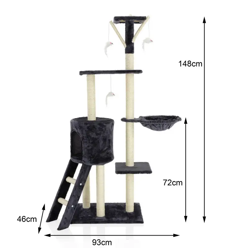 148cm Cat Tree House Scratching Post Condo - Dark GREY by dealonline.co.nz