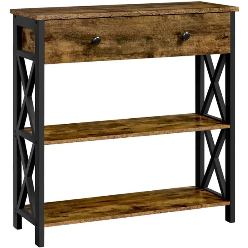 Vintage Wooden Console Table with 1 Drawer and 2 Open Shelves by Yaheetech