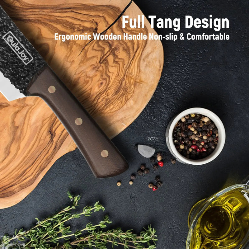 Qulajoy Meat Cleaver Knife - 7.3 Inch High Carbon Stainless Steel Butcher Knife For Meat Cutting Slicing Vegetables- Professional Chopper Knife For Home Kitchen Chef Knife - Steel Meat Cleaver Knife by China Dropship