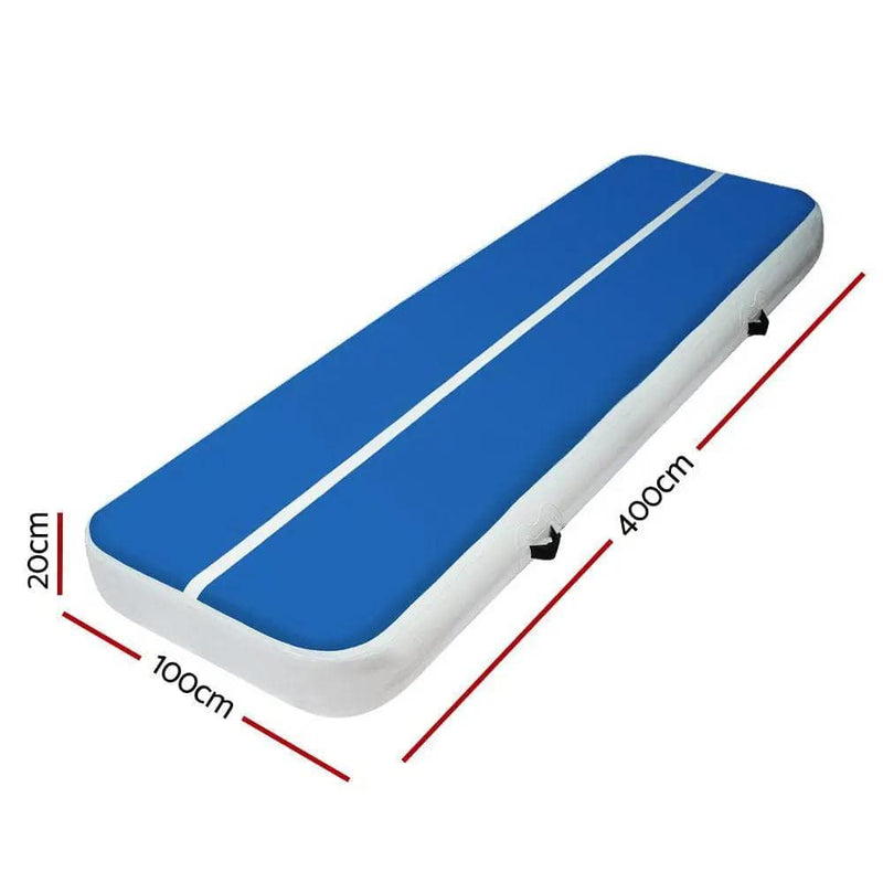 SportZone.co.nz Sports & Fitness > Fitness Accessories Everfit 4m X 1m Inflatable Air Track Mat 20cm Thick Blue and White Everfit Inflatable Air Track Mat 4m X 1m 20cm Thick
