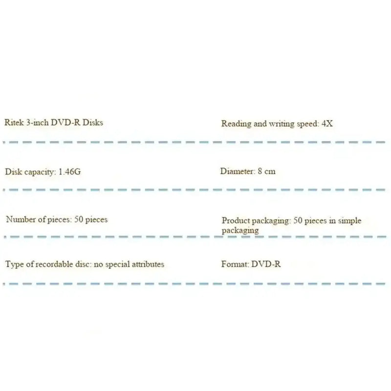 Habicare Ritek 8cm Mini DVD-R 1.46GB Blank Recordable Discs (4PCS) Ritek 8cm Mini DVD-R 1.46GB Blank Recordable Discs (4PCS)