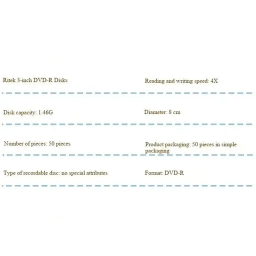 Habicare Ritek 8cm Mini DVD-R 1.46GB Blank Recordable Discs (4PCS) Ritek 8cm Mini DVD-R 1.46GB Blank Recordable Discs (4PCS)