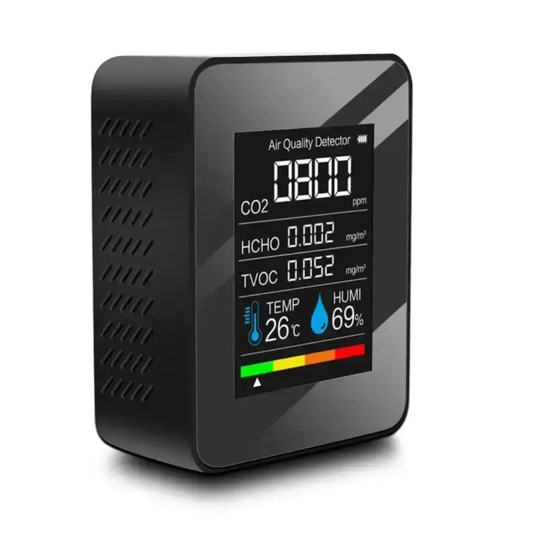 5-in-1 Digital Air Quality Monitor – CO2, HCHO, TVOC, Humidity & Temperature Tester by Habicare
