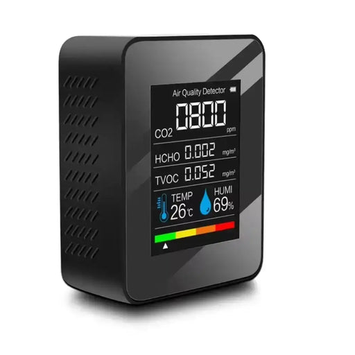 5-in-1 Digital Air Quality Monitor – CO2, HCHO, TVOC, Humidity & Temperature Tester by Habicare