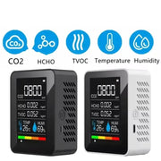 5-in-1 Digital Air Quality Monitor – CO2, HCHO, TVOC, Humidity & Temperature Tester by Habicare