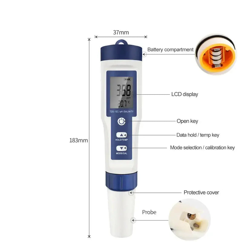 5-in-1 Digital PH TDS EC Meter Pen by Habicare