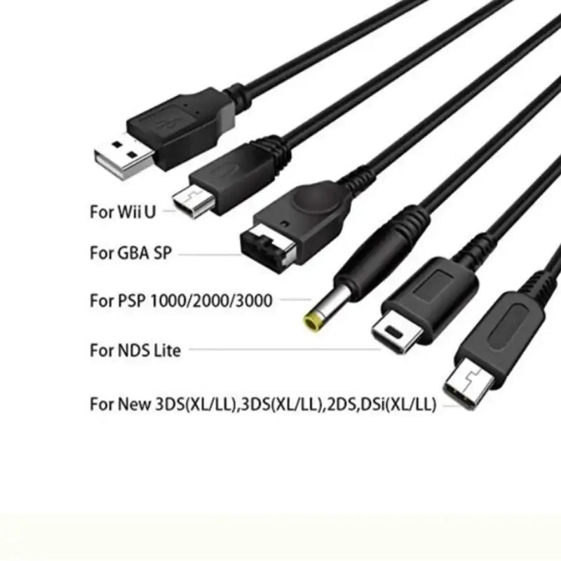 techplus 5-in-1 Fast Charging Cable | Multi-Connector USB Cable for Phone & Devices 5 In 1 USB Charging Cable For Nintendo Consoles