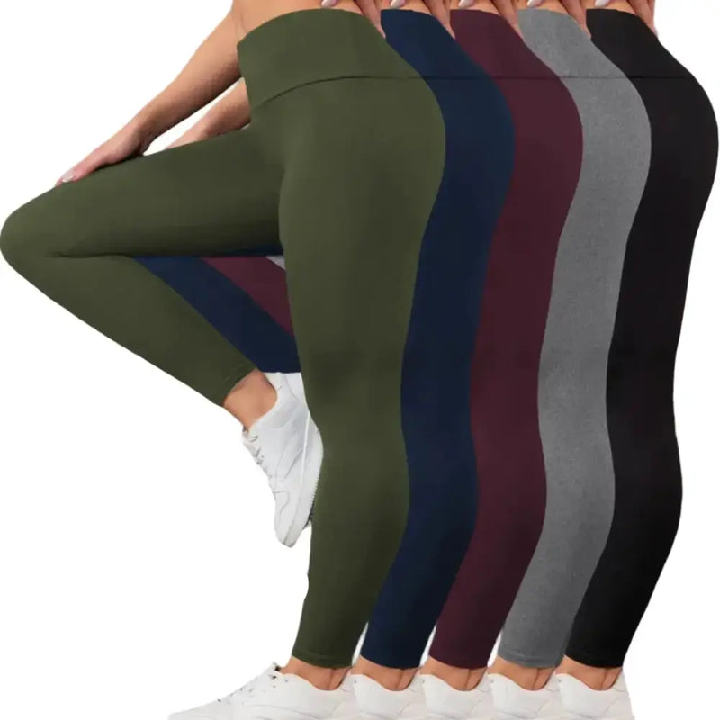 5-Pack of Women's High-Waisted Workout Leggings (various sizes and colours available) by Habicare