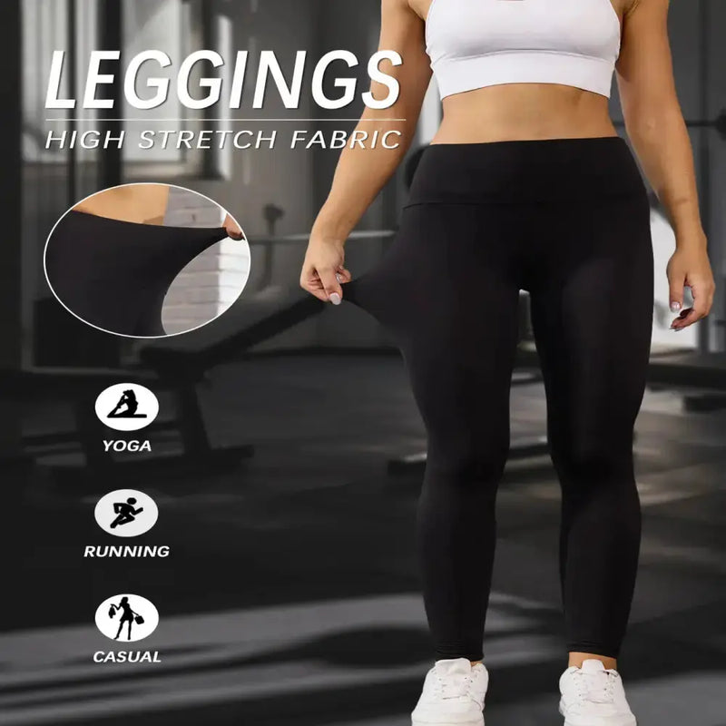 5-Pack of Women's High-Waisted Workout Leggings (various sizes and colours available) by Habicare