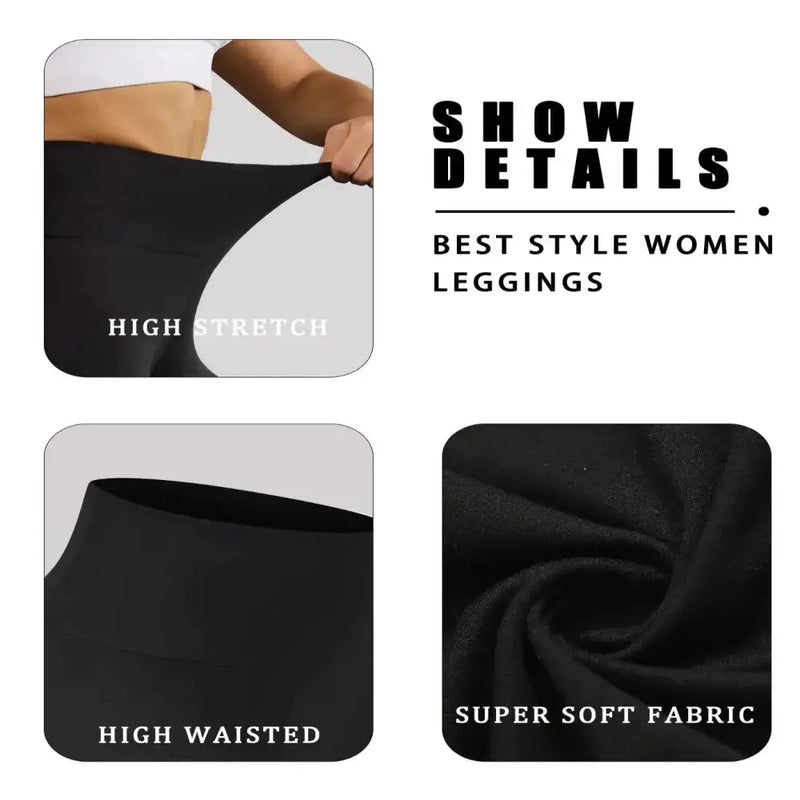 5-Pack of Women's High-Waisted Workout Leggings (various sizes and colours available) by Habicare