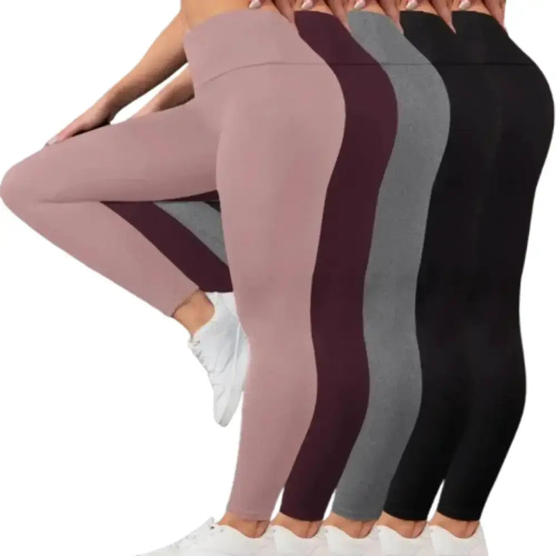 5-Pack of Women's High-Waisted Workout Leggings (various sizes and colours available) by Habicare